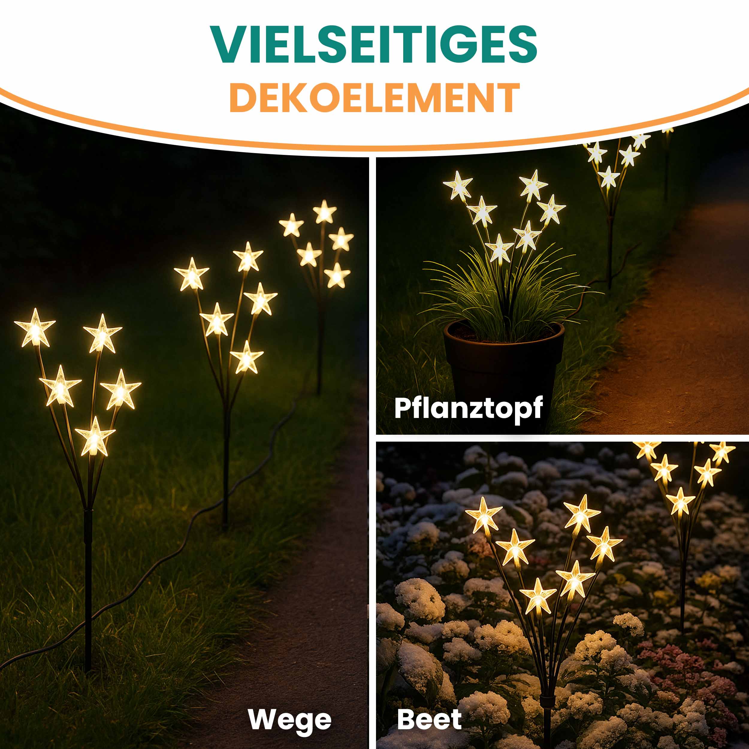 LED Gartenstecker 5er Set Funkelnde Sternenstäbe für den Außenbereich