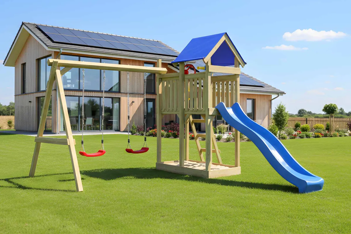 Spielturm Lucia Fun mit Podest und Doppelschaukel