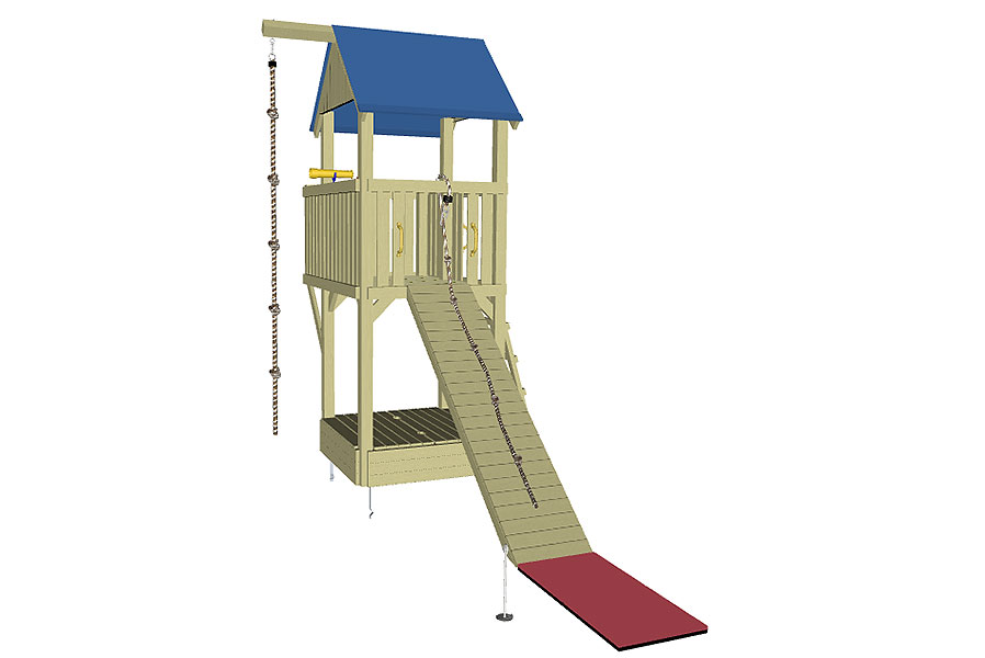 Spielturm Abenteuer mit Klettersteg und Sandkasten Spielturm Abenteuer mit Klettersteg und Sandkasten