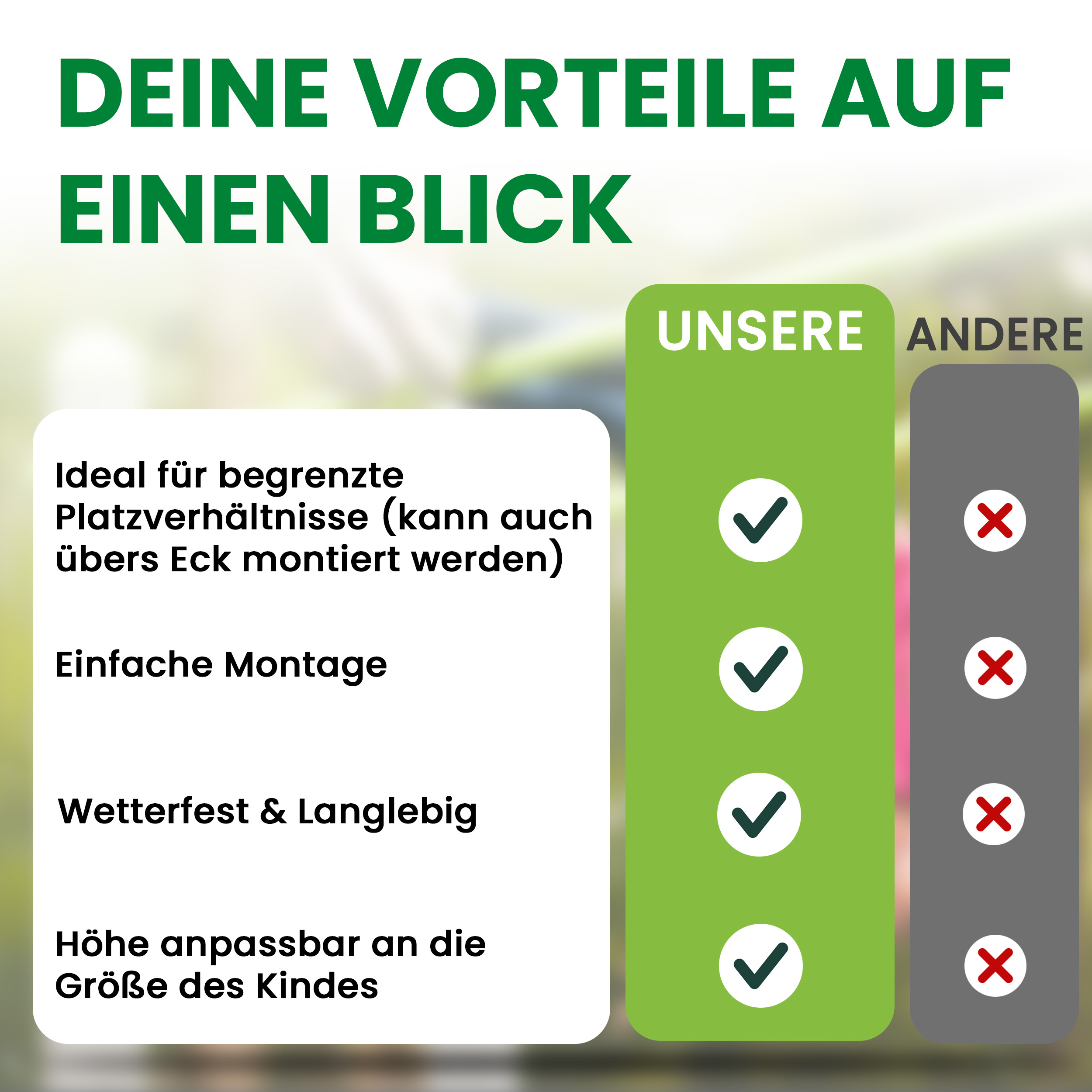 Turnreck mit Lärchen-Pfosten mit Reckstange rot und Einschlaghülsen