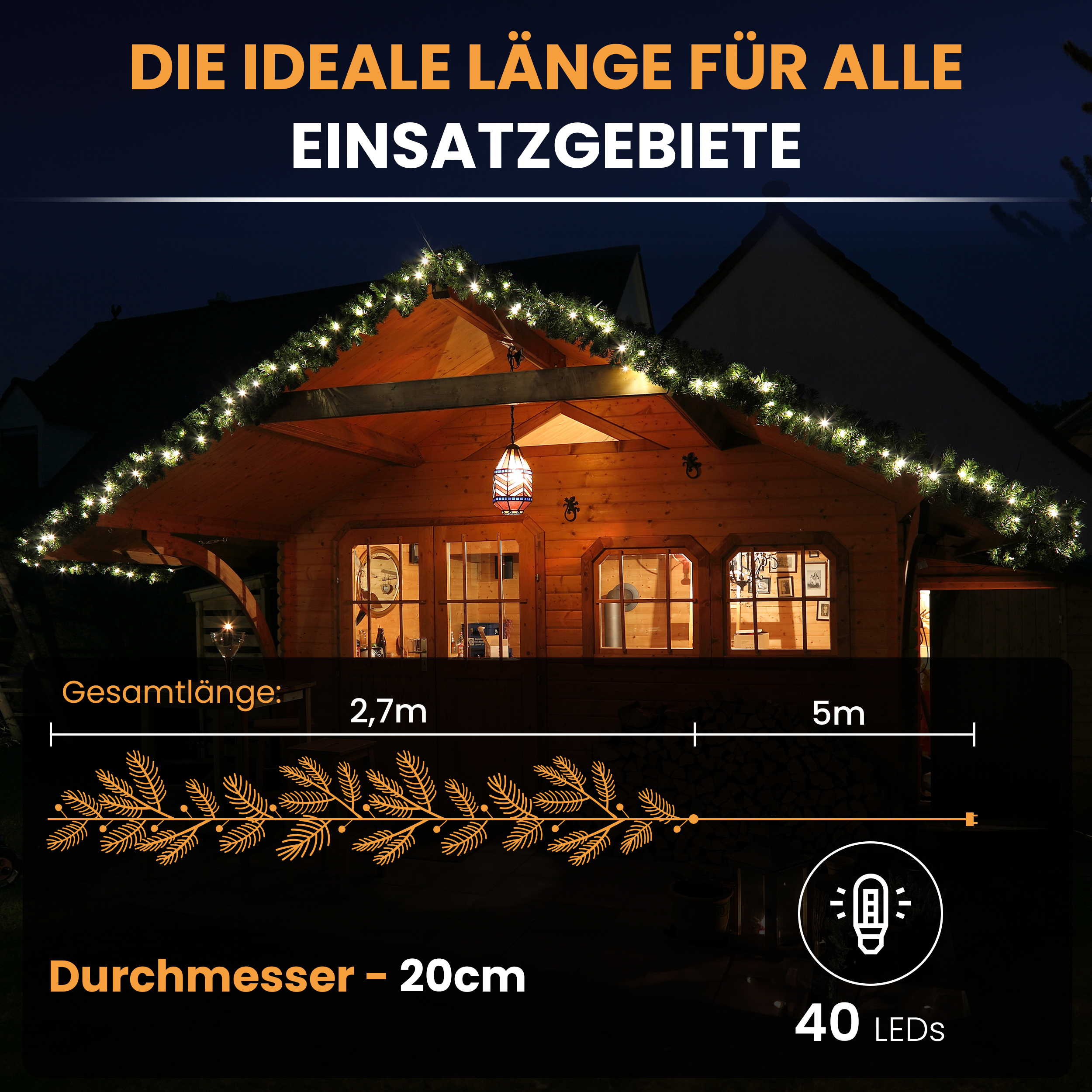 55zGrNGpCxjg0x Künstliche Tannengirlande mit Beleuchtung LED Weihnachtsdeko Weihnachtsgirlande