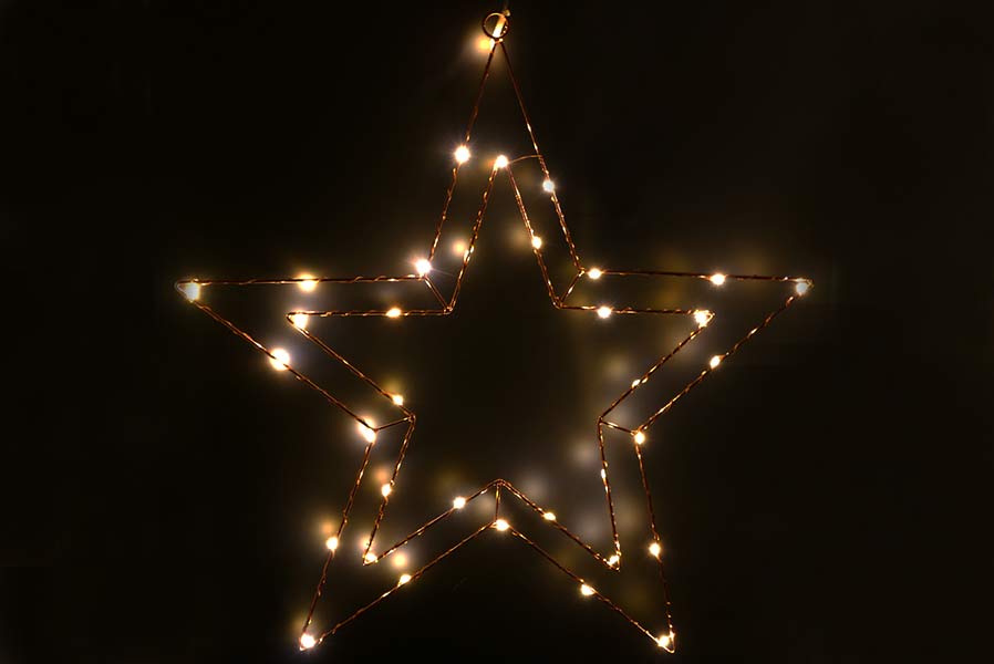 b44ZNDXRFpzUyYh Weihnachtsstern aus kupferfarbenem Draht mit LED-Lichtern warmweiß Fensterstern