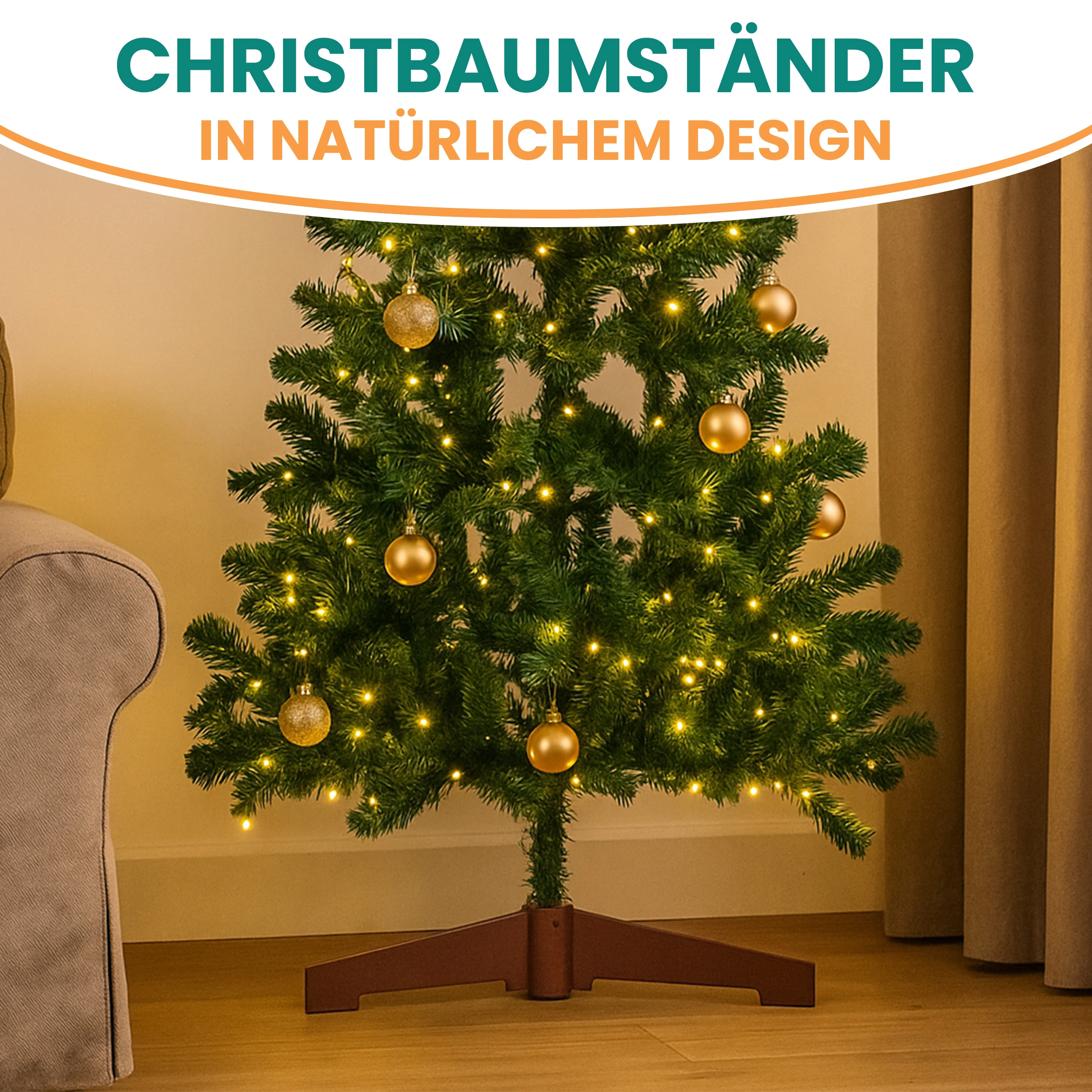 Tannenbaumständer aus Kautschukholz für Weihnachtsbäume 120-210 cm
