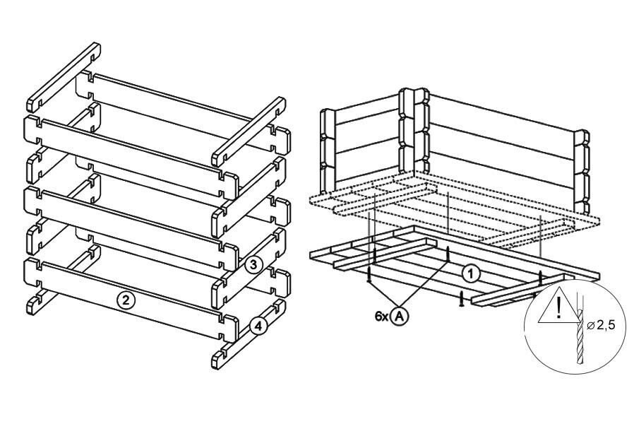 111saxfPuQneoVdT Pflanzkasten 80x45x32 cm Stecksystem Blumenkasten aus Holz KDI Pflanzkübel für den Garten