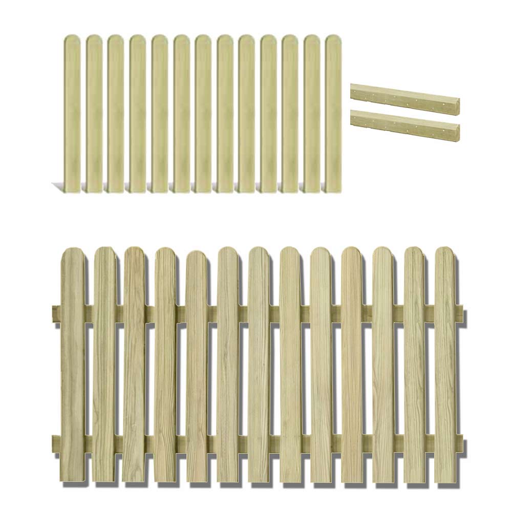 Holzpaket für Gartenzaun Lattenzaun 180 cm lang mit 13 Zaunlatten 2 Riegel