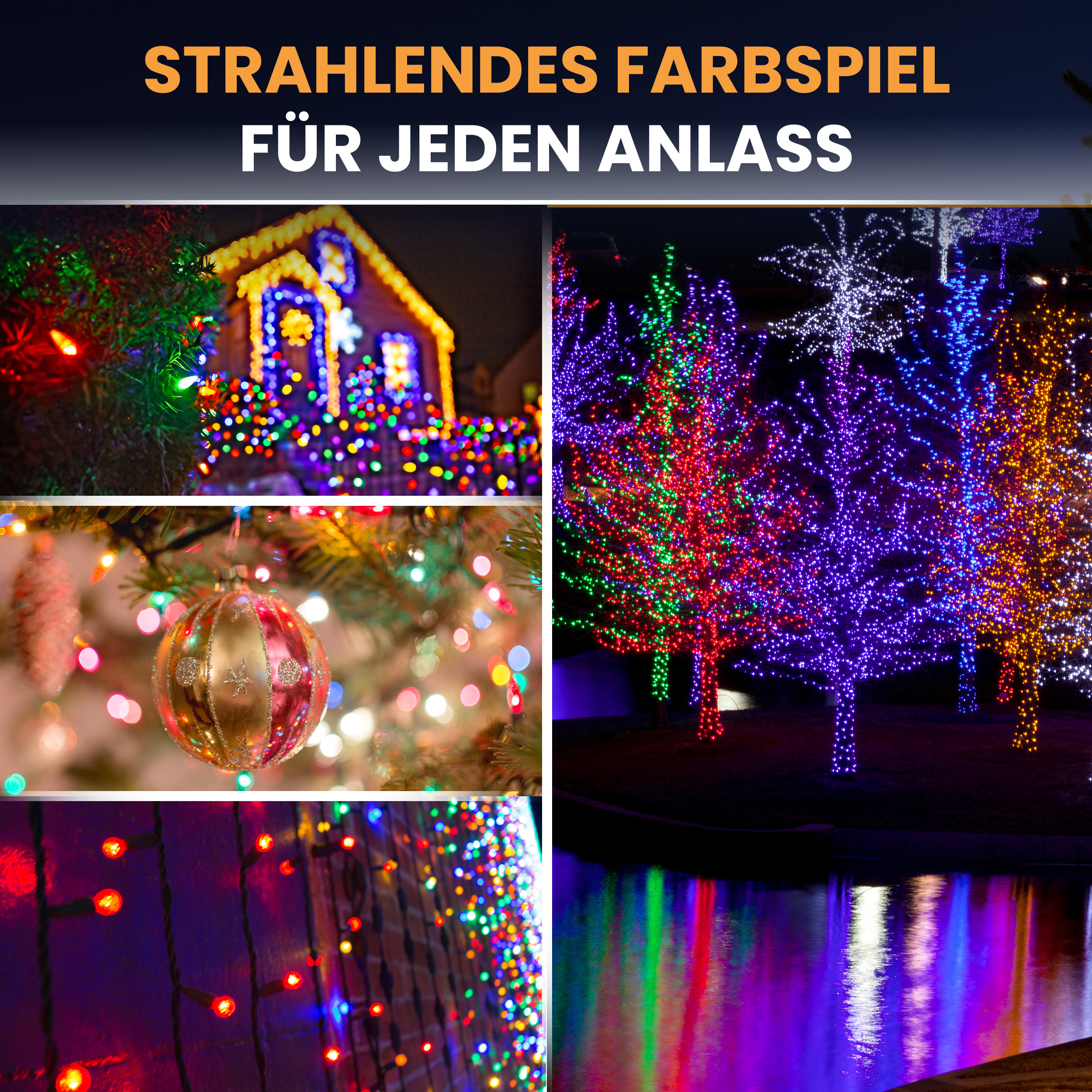 LED-Lichterkette Christbaum LED Lichterkette Dekobeleuchtung Timer 8 Programme Weihnachtsbeleuchtung