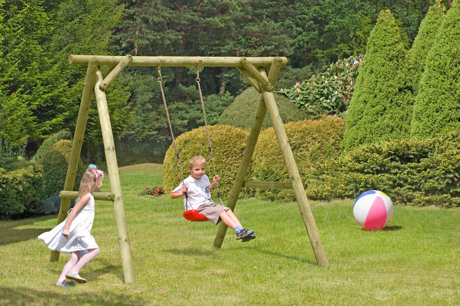 Schaukelgestell Einzelschaukel Schaukelgerüst für Kinder Holz KDI Classic