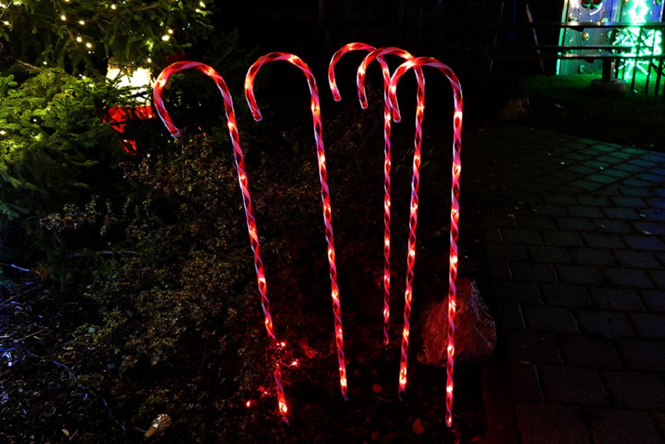 a4488qMT4VY8Cq Lichterkette 6er-Set Zuckerrohrstab Zuckerstange LED rot Gartenstäbe
