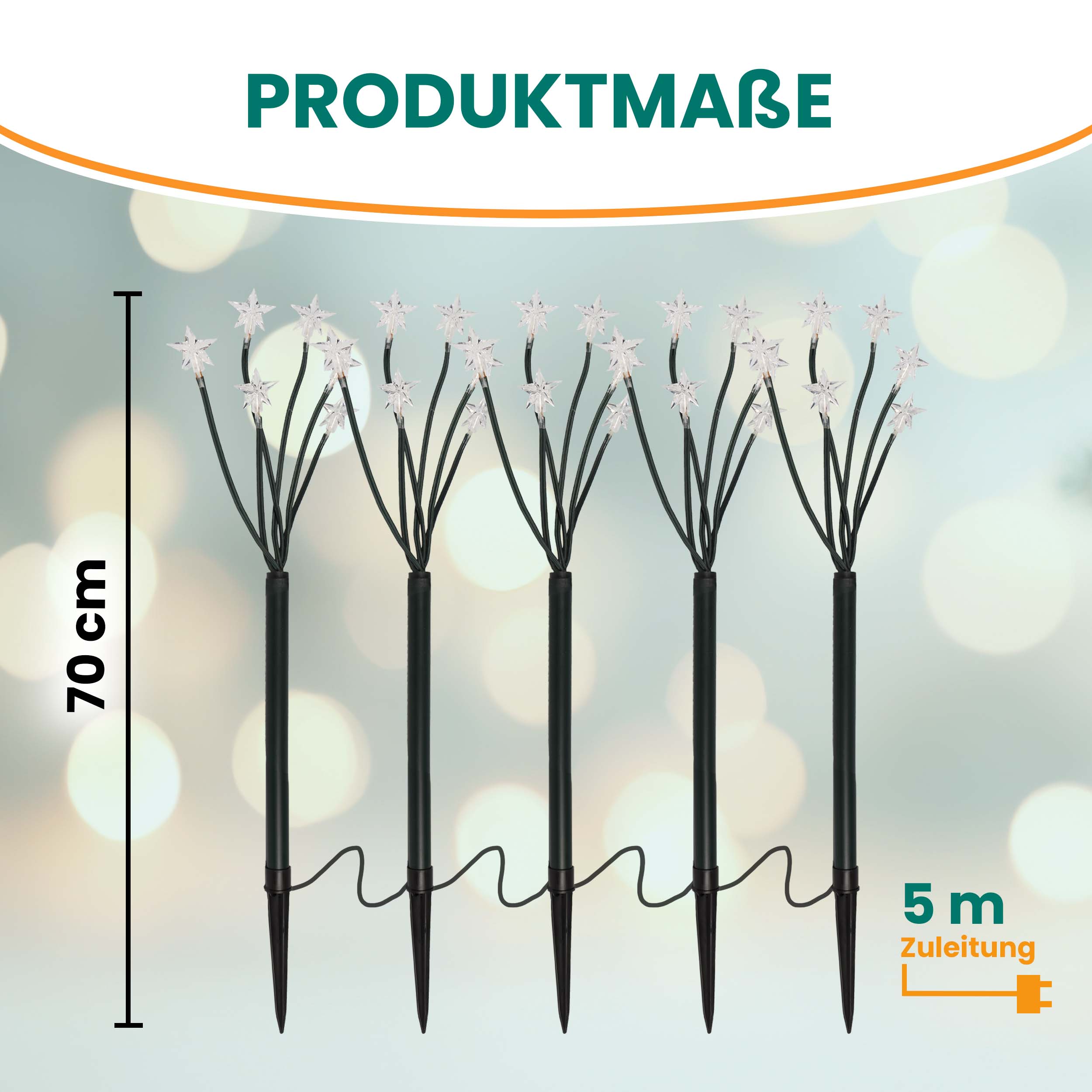 LED Gartenstecker 5er Set Funkelnde Sternenstäbe für den Außenbereich