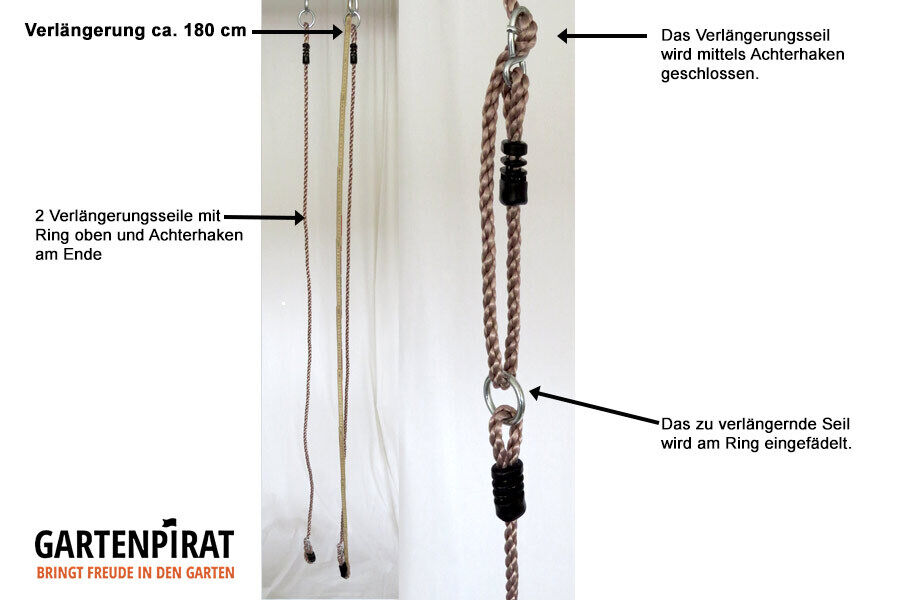Verlängerungsseil für Schaukel 2 Stück Seil Schaukelseile verstellbar 110-180 cm