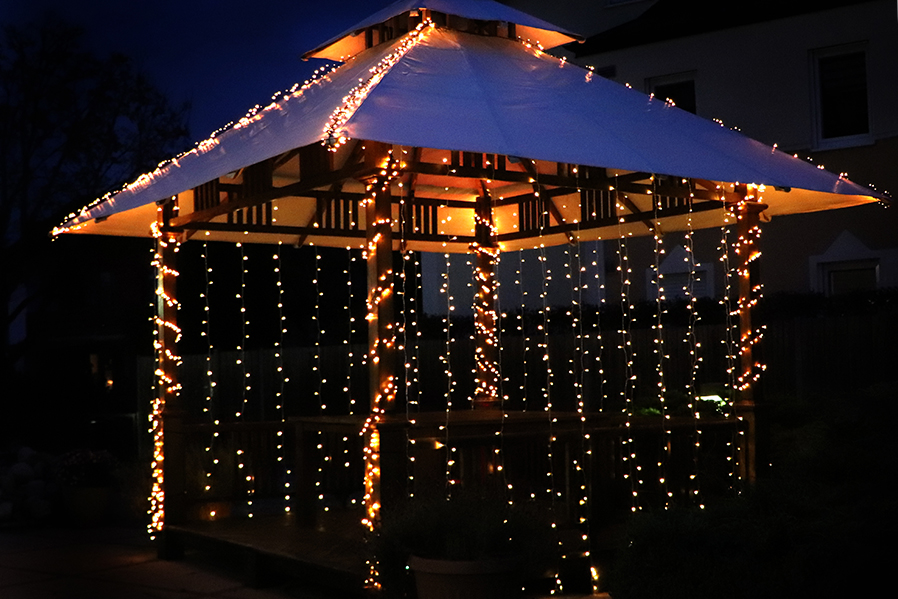 Lichtervorhang-4 Lichtervorhang 3x3 m 300 LED warmweiß LED-Vorhang mit 8 Programmen