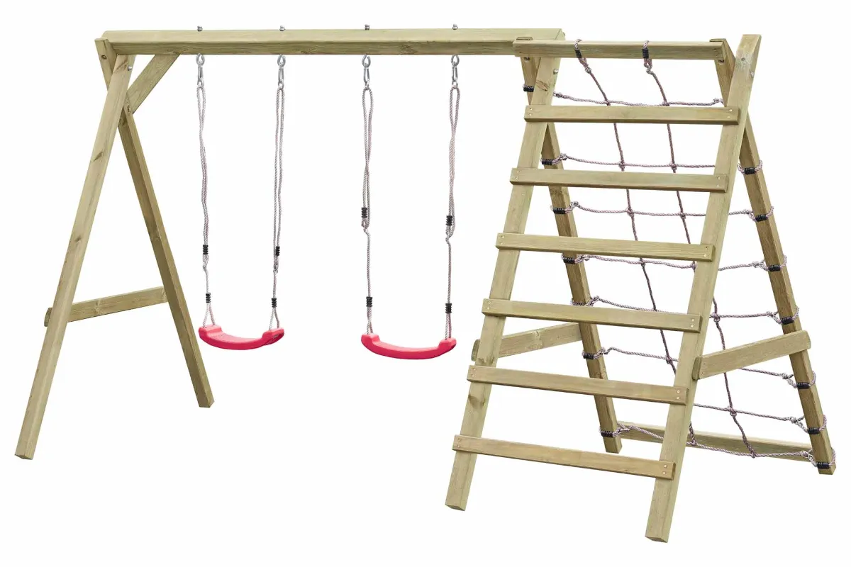 Doppelschaukel Nici mit Kletternetz und Sprossenleiter