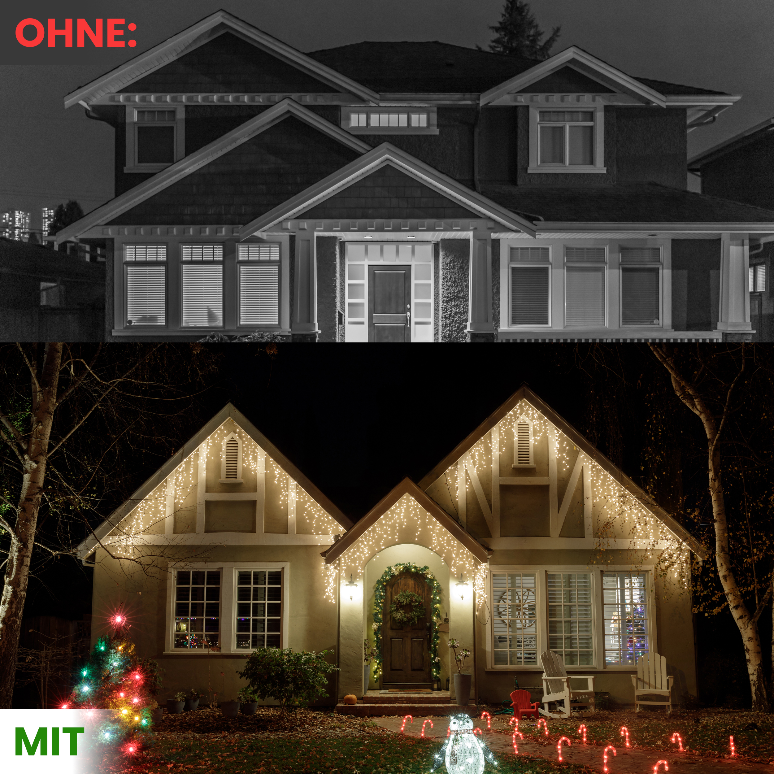 Gartenpirat LED-Eisregen-Lichterkette 12 m Kaltweiß IP44