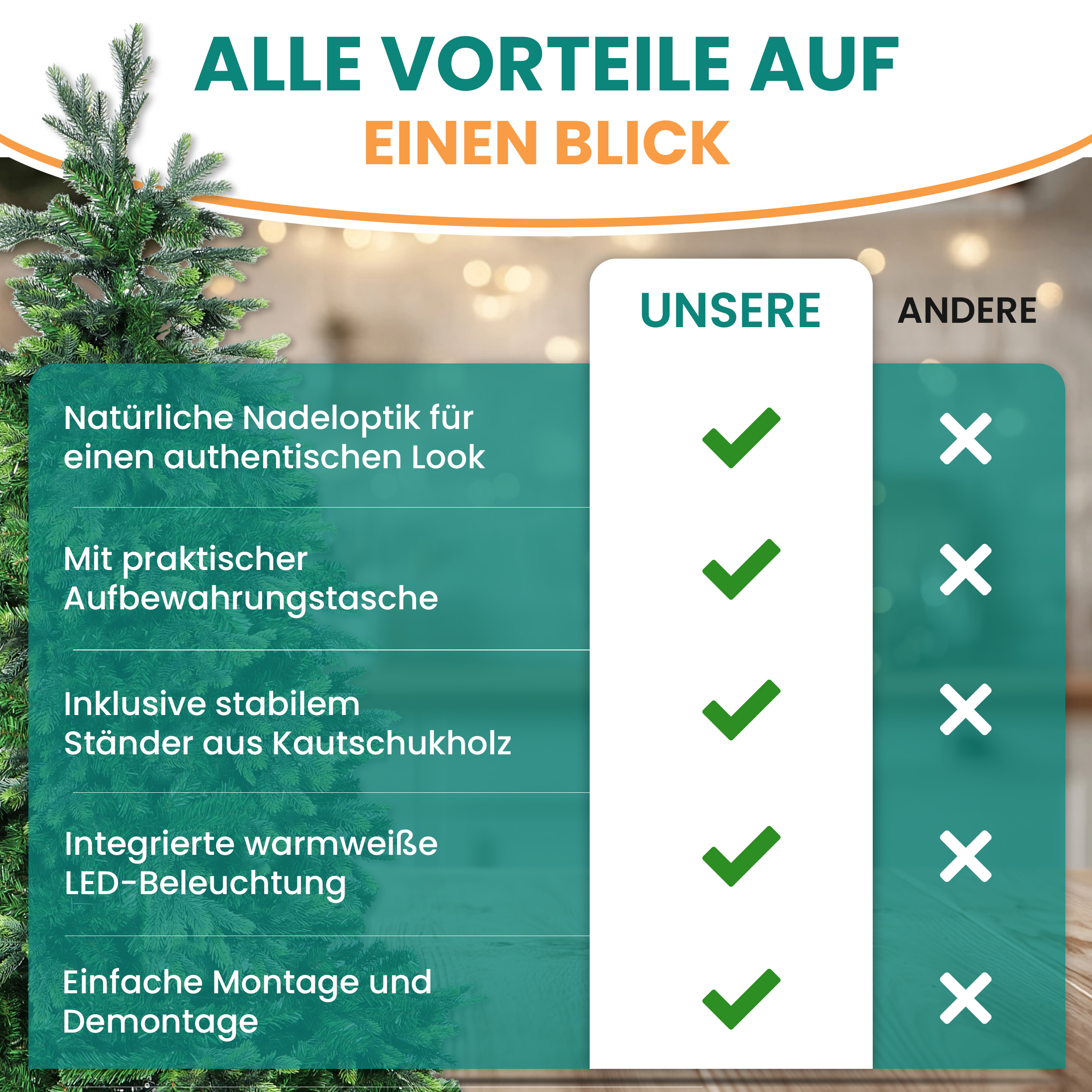 BonTree Tanne künstlicher Weihnachtsbaum mit LED Christbaum Komfort Set BonTree Tanne künstlicher Weihnachtsbaum mit LED Christbaum Komfort Set