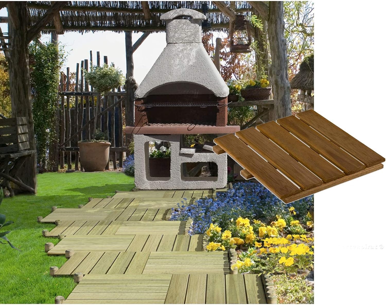 Holzfliese braun imprägniert 50x50 cm Fliese Bodenfliese Terrassenfliese