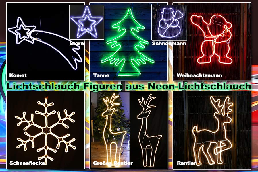 Neon Lichtschlauchfiguren Weihnachtsfiguren LED-Lichter Weihnachtsbeleuchtung Dekofiguren