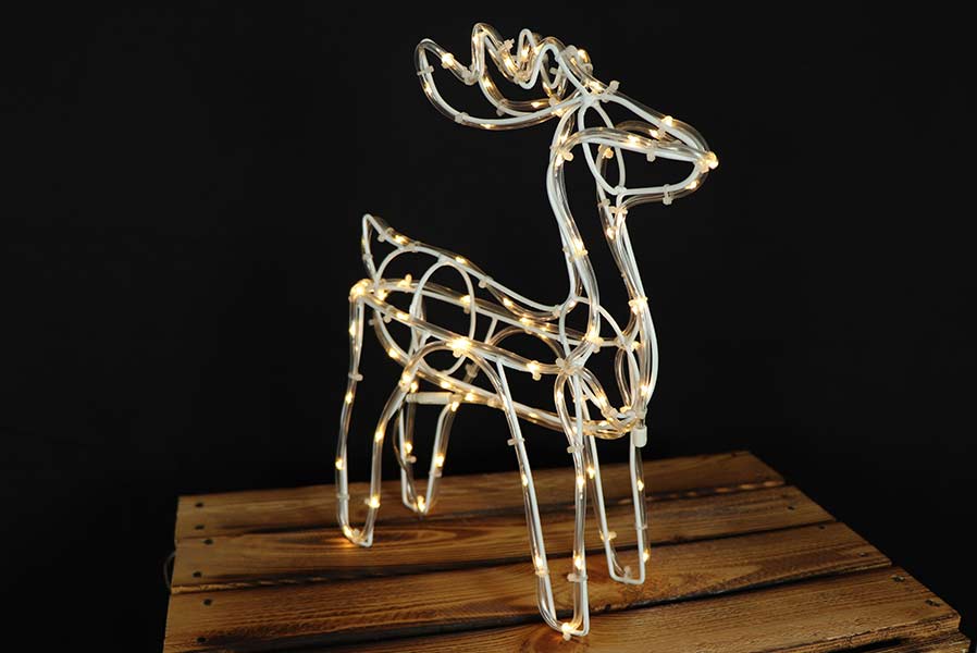 Beleuchtetes Rentier Weihnachtsdeko aus Draht und 83 Micro-LED Batteriebetrieben 35 cm hoch