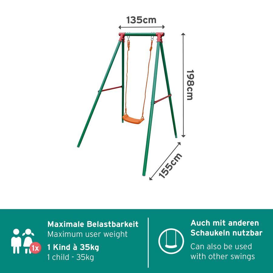 Schaukelgerüst aus Metall für Einzelschaukel Schaukel-Gerüst für Kinder Schaukel im Garten