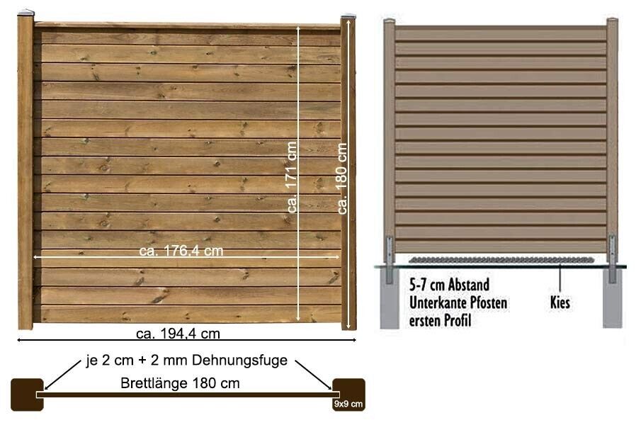 Sichtschutzzaun Flex aus Kiefernholz KDI Holzzaun Sichtschutz Anbauwand