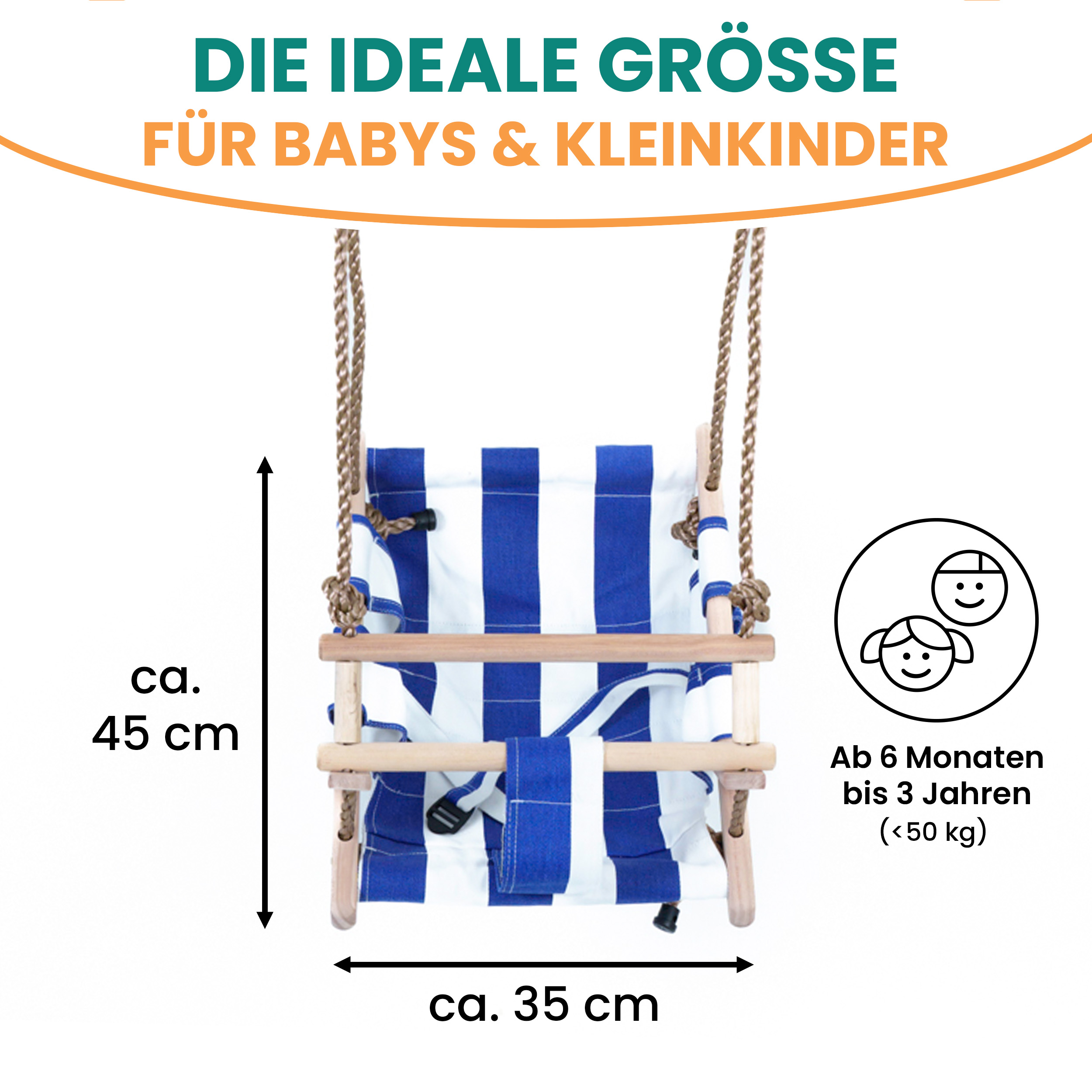 3NZSwpHDRZa20I Babyschaukel Kinderschaukel aus Holz Stoff Schaukel zum Aufhängen