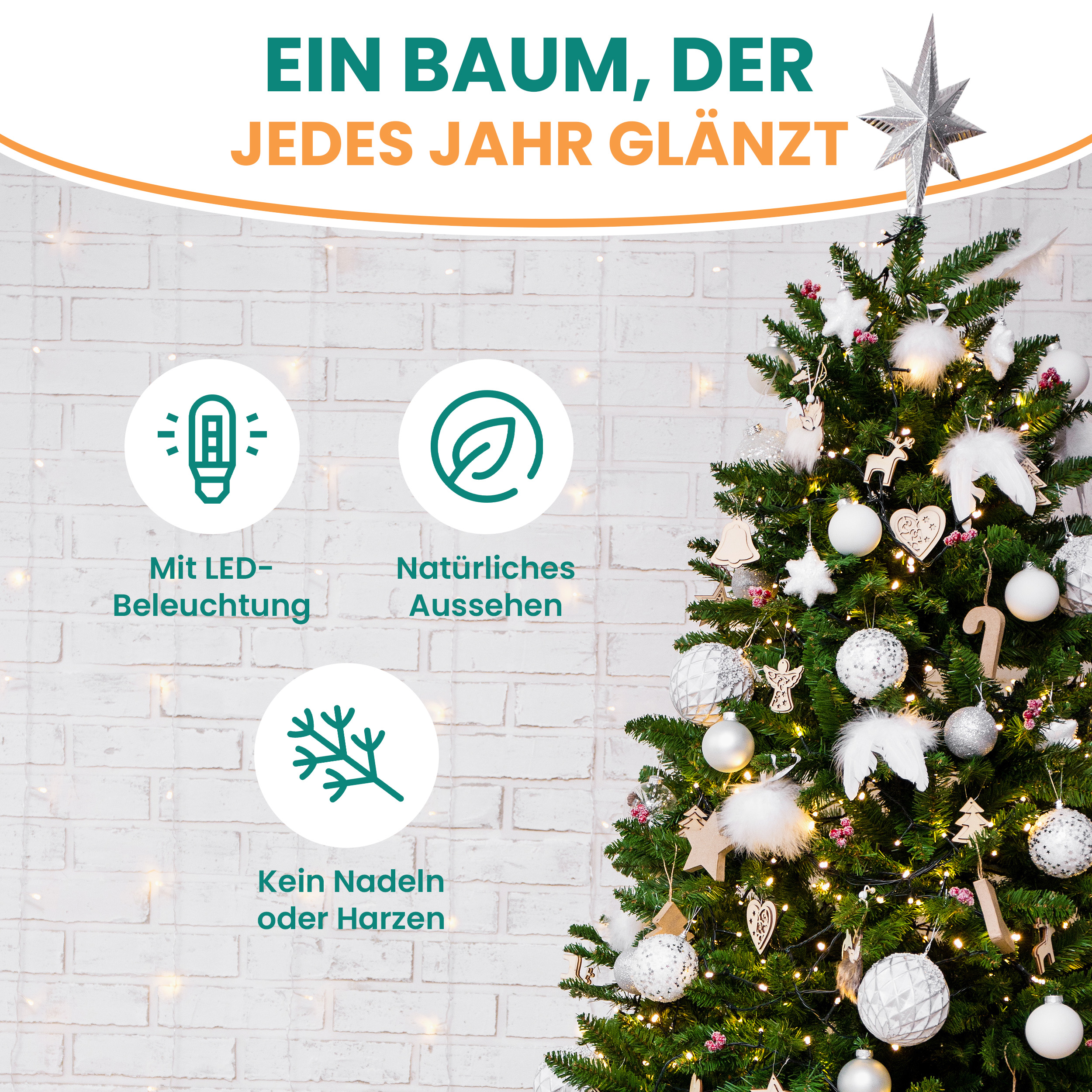 BonTree Tanne künstlicher Weihnachtsbaum mit LED Christbaum