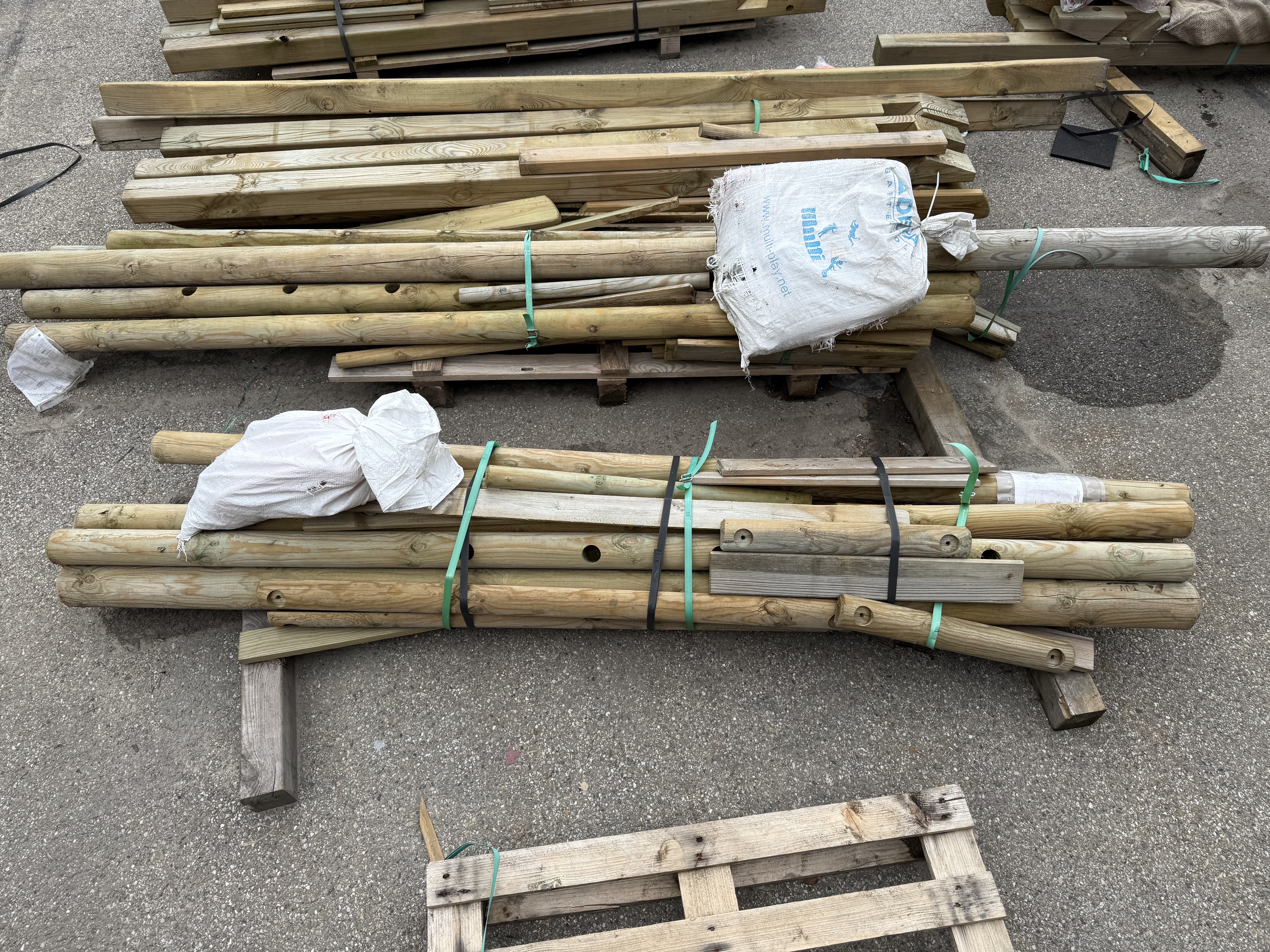 B-Ware Classic Schaukelgestell 430x190x220 cm Kiefer KDI Doppelschaukel mit Kletterseil Podest und Rutsche 290 cm blau