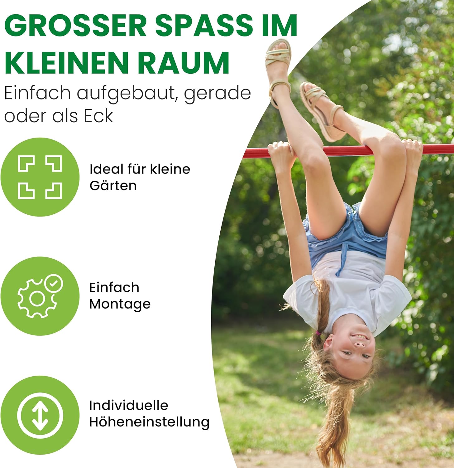 Turnreck aus Rundholz mit Reckstange rot Kletterstange Turnstange für draußen