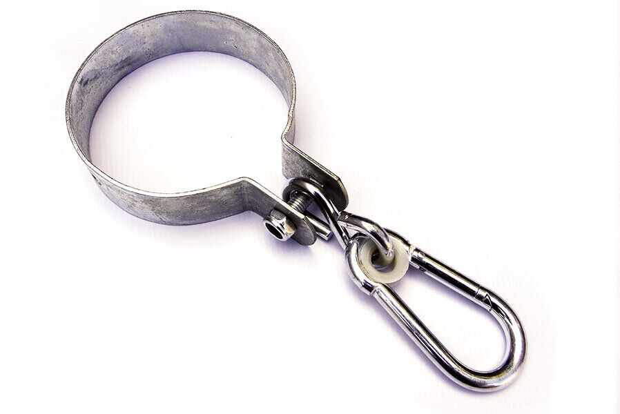 Schaukelhaken für Rundholz mit Karabinerhaken Schaukelschelle rund Manschettenhaken