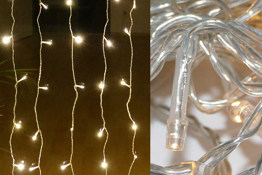 led-vorhang-mit-timer Lichtervorhang 3x3 m 300 LED warmweiß LED-Vorhang mit 8 Programmen