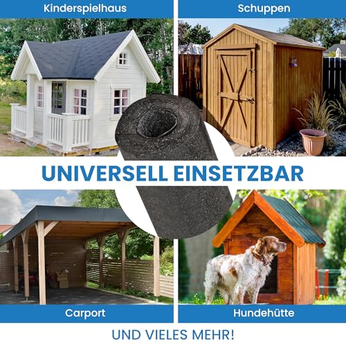 Bitumen Dachpappe schwarz Bitumenbahn zur Dacheindeckung Dachbahn inkl. 100 Stück Dachpappnägel