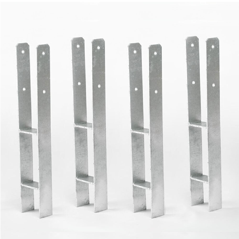 4er-Set H-Anker 600x121x6 mm aus Stahl Pfostenanker für Pfosten 12x12 cm