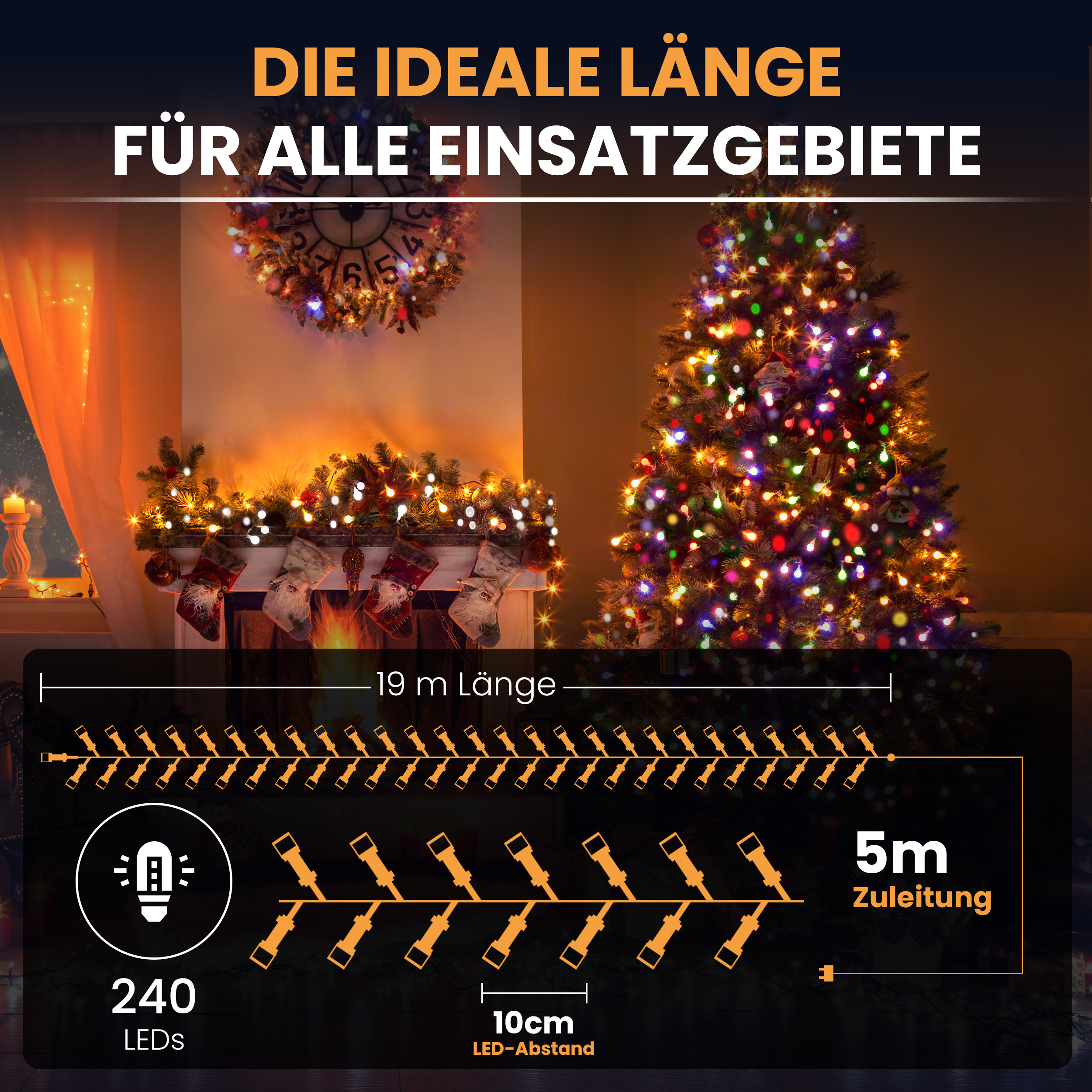 4MZQeB9jdF8epO LED-Lichterkette Christbaum LED Lichterkette Dekobeleuchtung Timer 8 Programme Weihnachtsbeleuchtung