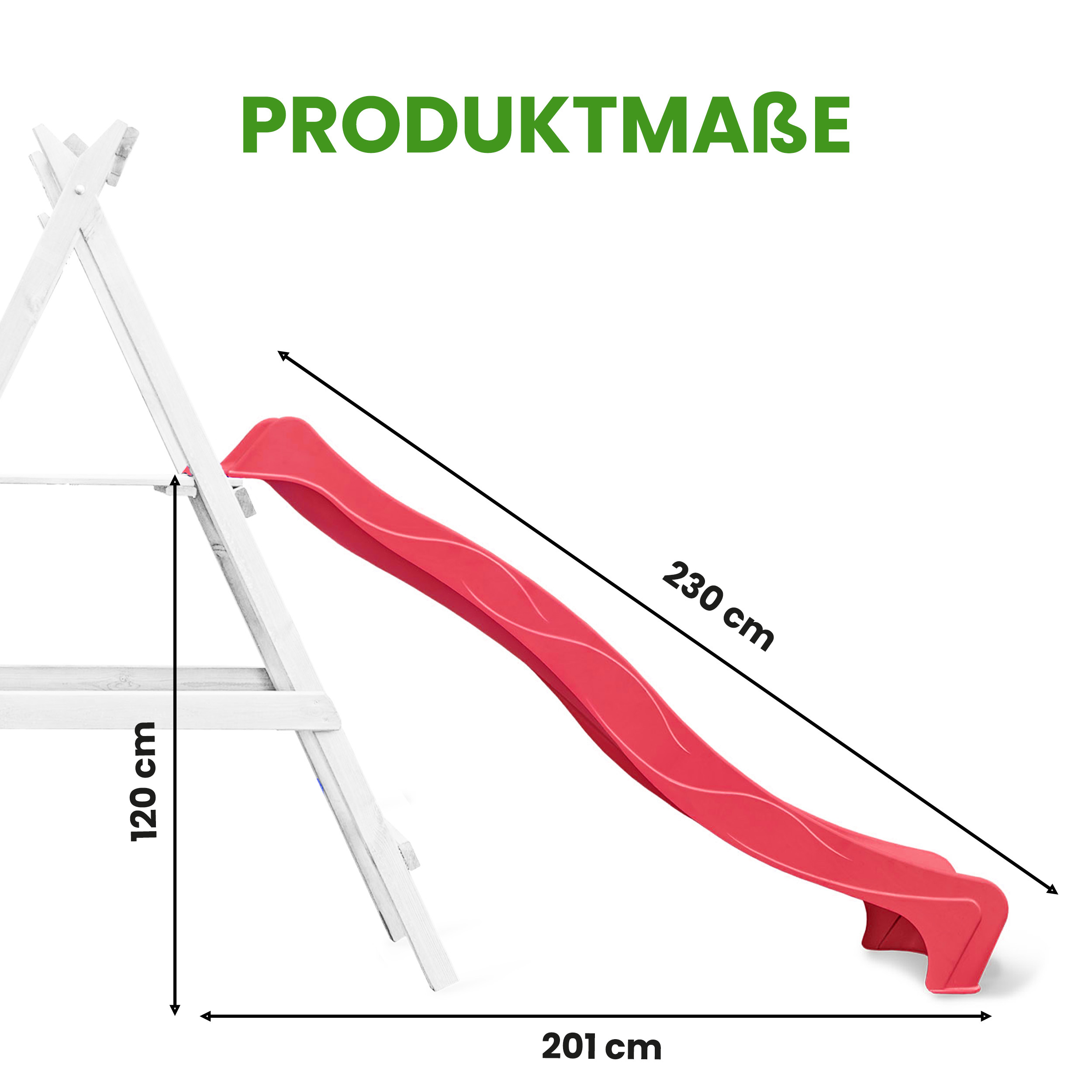 Wellenrutsche 230 cm Anbaurutsche – HDPE Outdoor-Rutsche rot