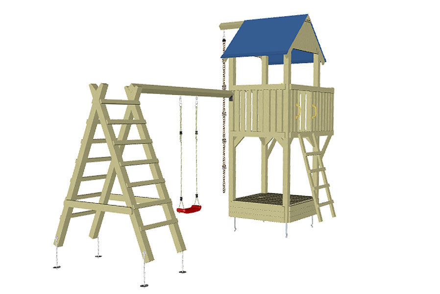 Spielturm Wikinger mit Schaukel Spielturm Wikinger mit Schaukel
