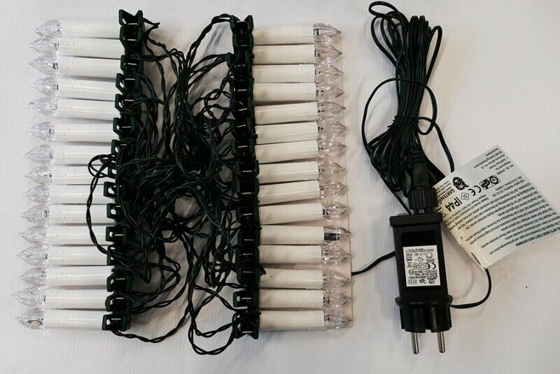 Weihnachtsbaum-Lichterkette 14,5 m 30 LED-Kerzen warmweiß mit Timer-Funktion