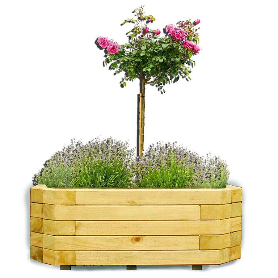 Pflanzkasten 6-eckig aus Holz 100x40x35 cm Blumenkasten für Wand-Aufstellung