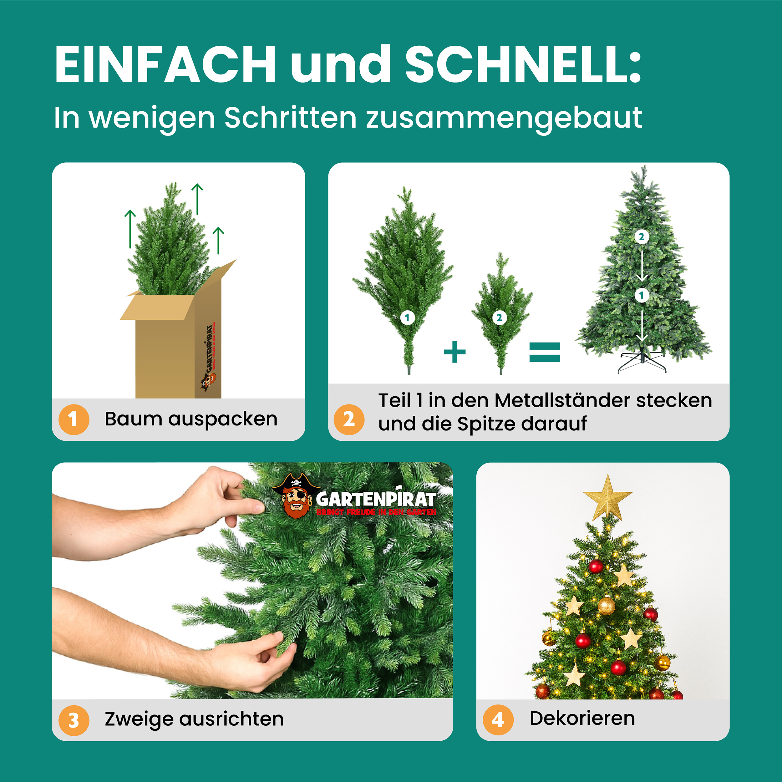 BonTree Tanne künstlicher Weihnachtsbaum mit LED Christbaum