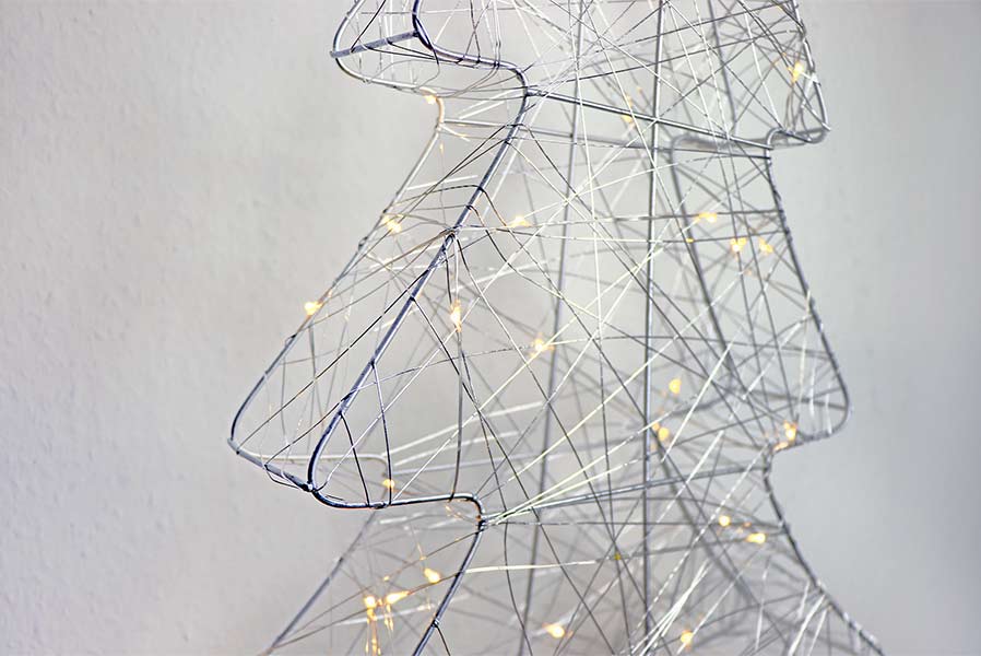 detail-tanne Silberdraht-Tannenbaum 100 cm mit 80 warmweißen LED, 16 LED blinkend