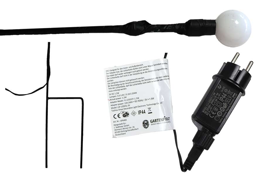 metall-stab-zum-einstecken Lichterkette mit 3x Gartenstab mit 18 Zacken-Stern für Weihnachten außen