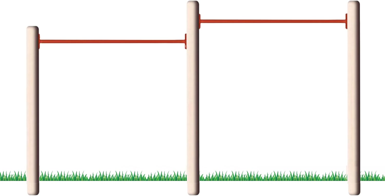 Turnreck aus Rundholz mit Reckstange rot Kletterstange Turnstange für draußen