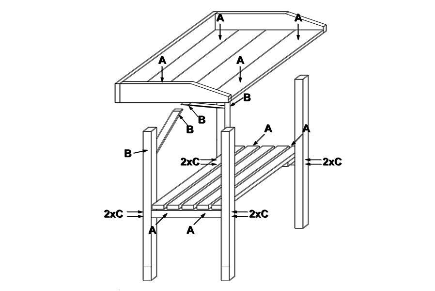 11qN6bQLw40GYT6 Pflanztisch aus Kiefernholz imprägniert mit Ablage 79x38x83 cm für den Garten Gärtnertisch