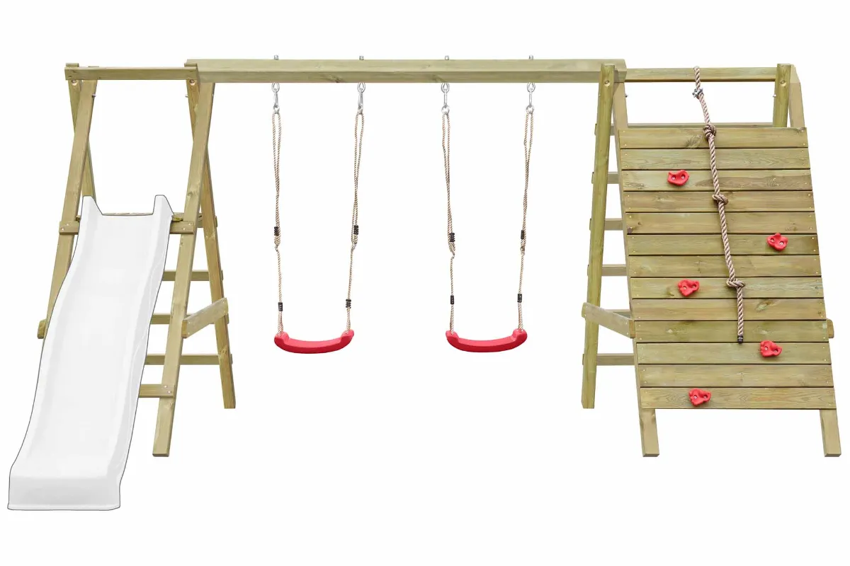 Gartenpirat Doppelschaukel Anna mit Kletternetz Sprossenleiter und Podest