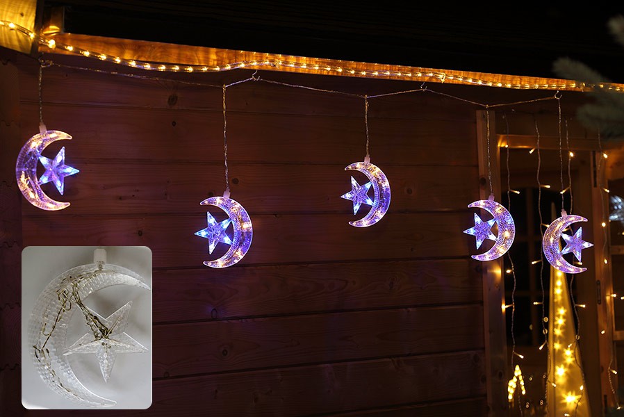 weihnachtslichterkette-sternedpfjl80sVyjz2 LED-Lichterkette 5 Halbmonde beleuchtet Weihnachtslichterkette außen/innen