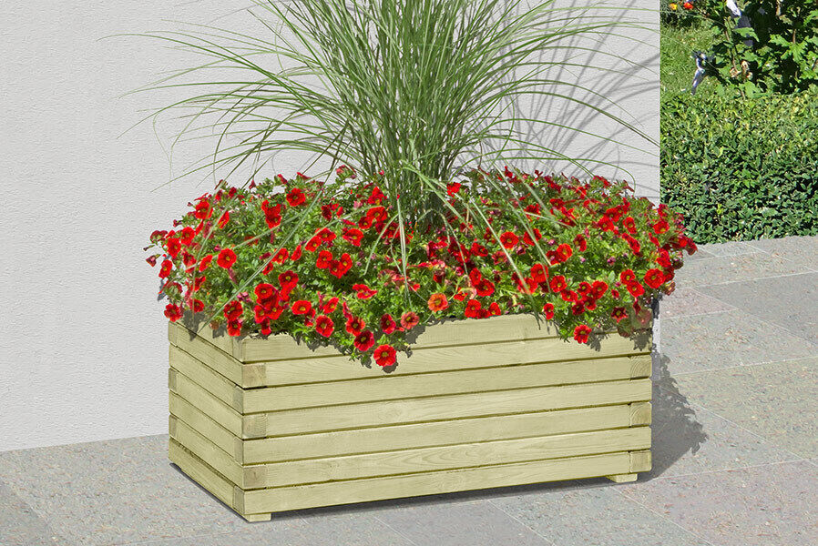 Pflanzkasten aus kesseldruckimprägniertem Holz Pflanzkübel rechteckig Blumenkasten