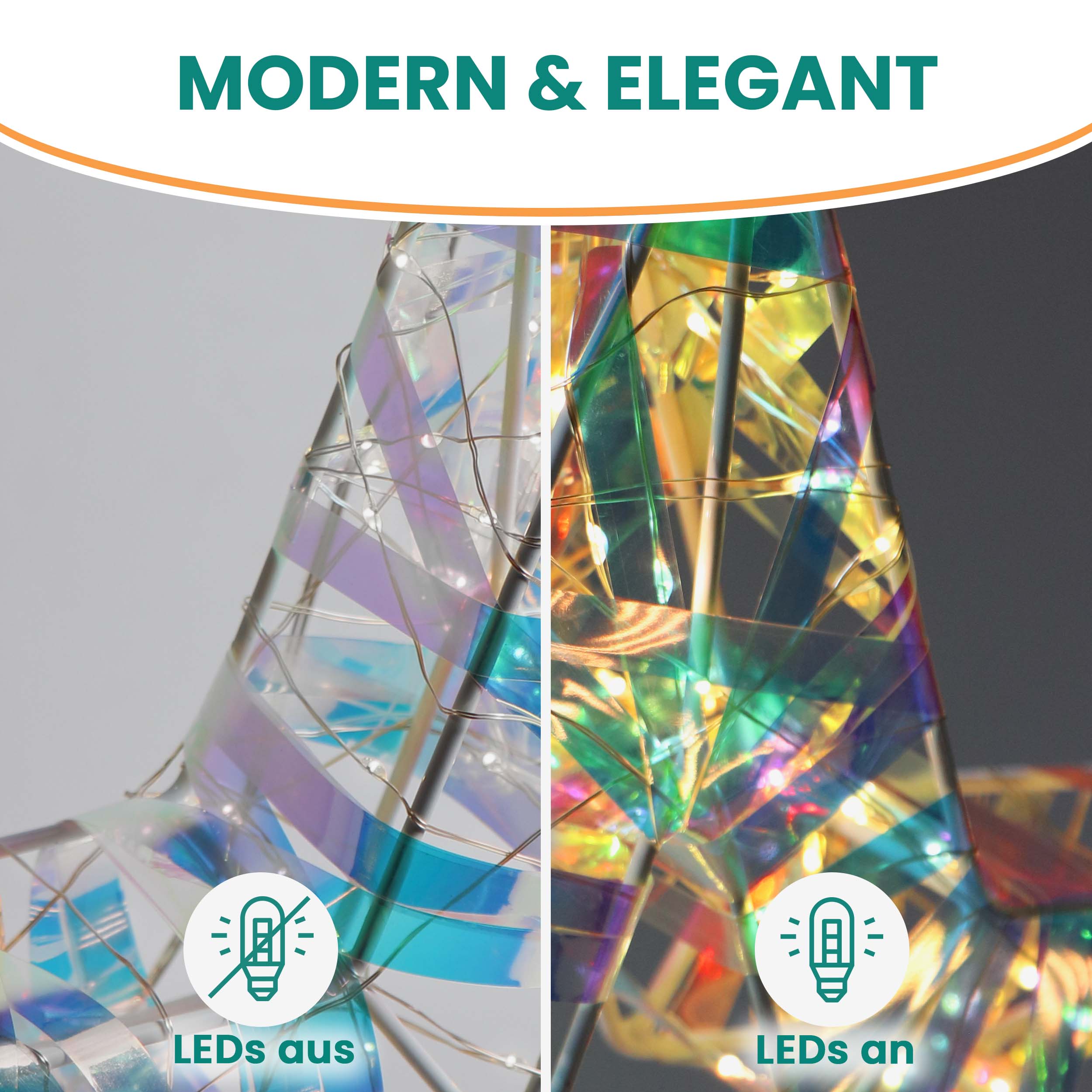 Weihnachtsstern 40x40 cm in Regenbogenfarben 180 LED warmweiß mit Timer außen