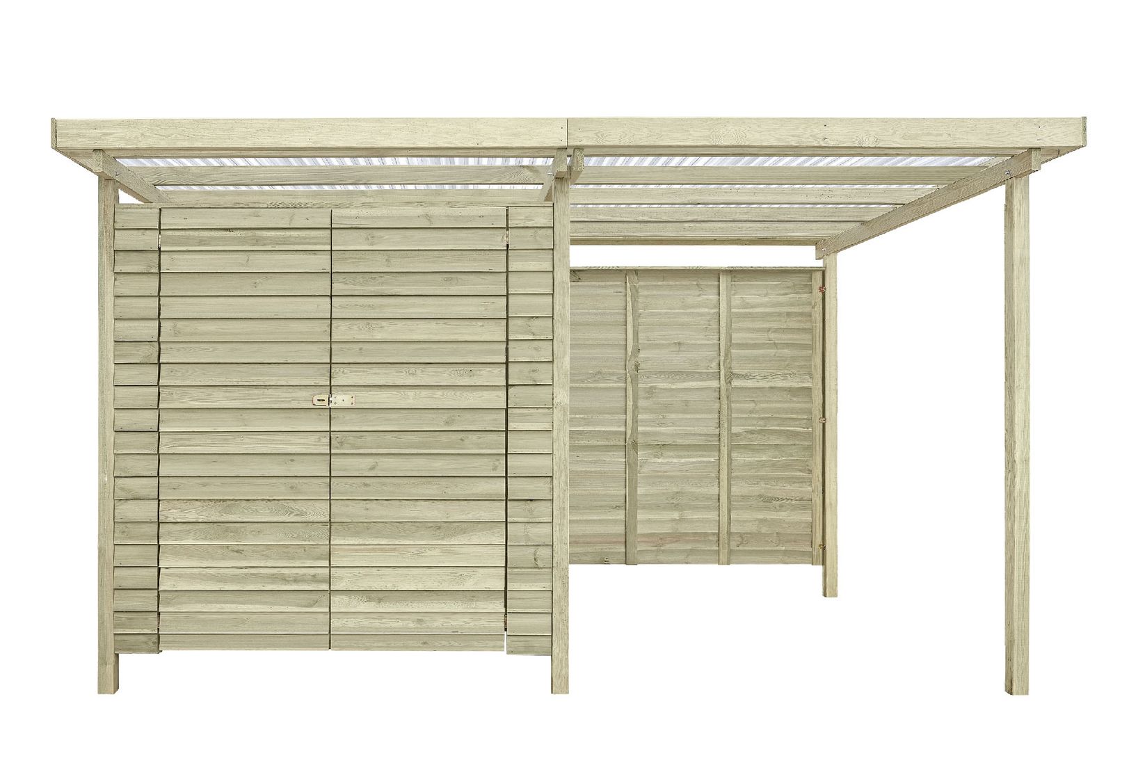 Gerätehaus Cargo Mix mit Unterstand Kiefer KDI 408 x 254 cm Gerätehaus Cargo Mix mit Unterstand Kiefer KDI 408 x 254 cm