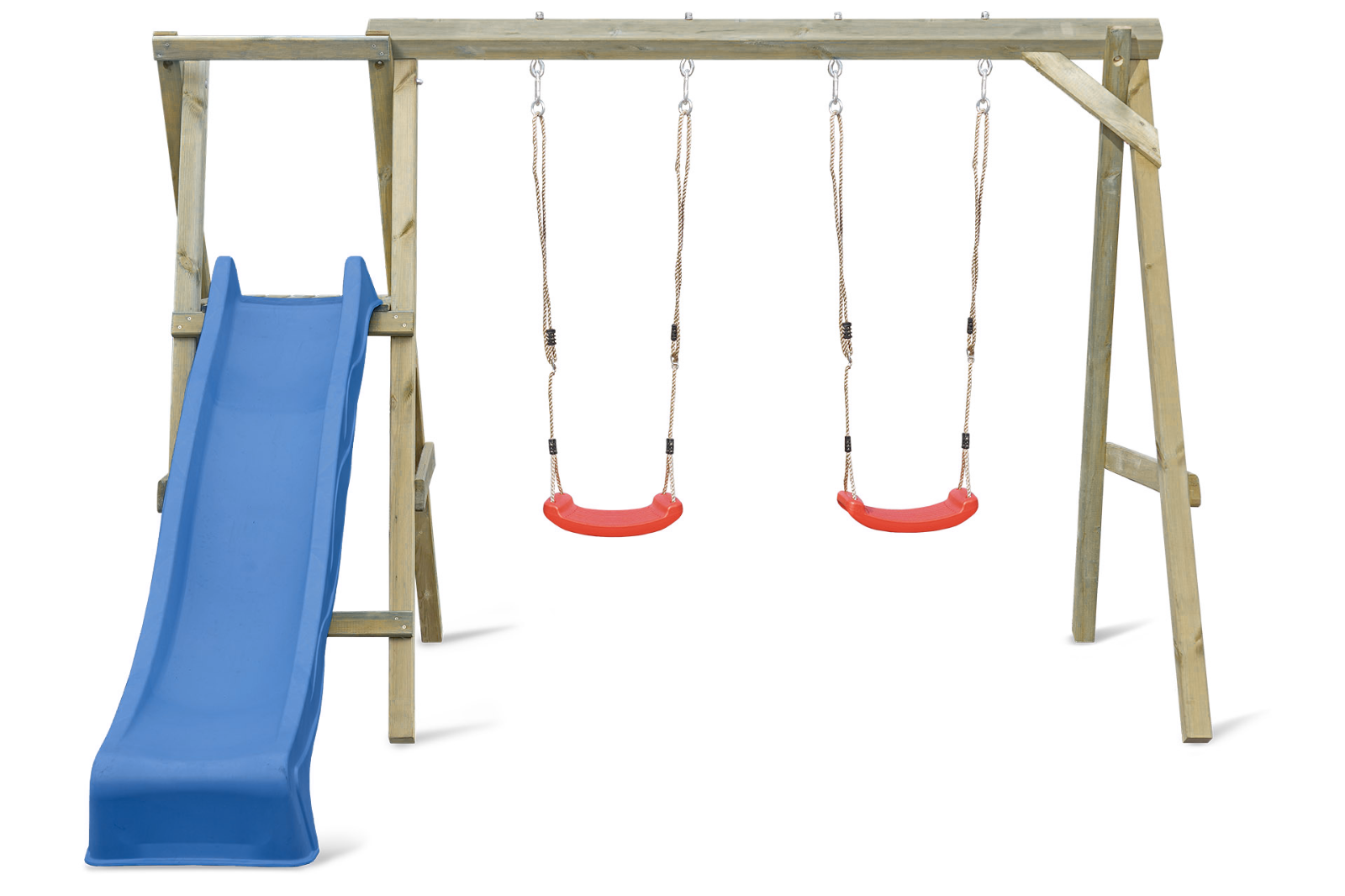 Schaukelgerüst Typ 4.2 mit Doppelschaukel und Rutsche für Kinder