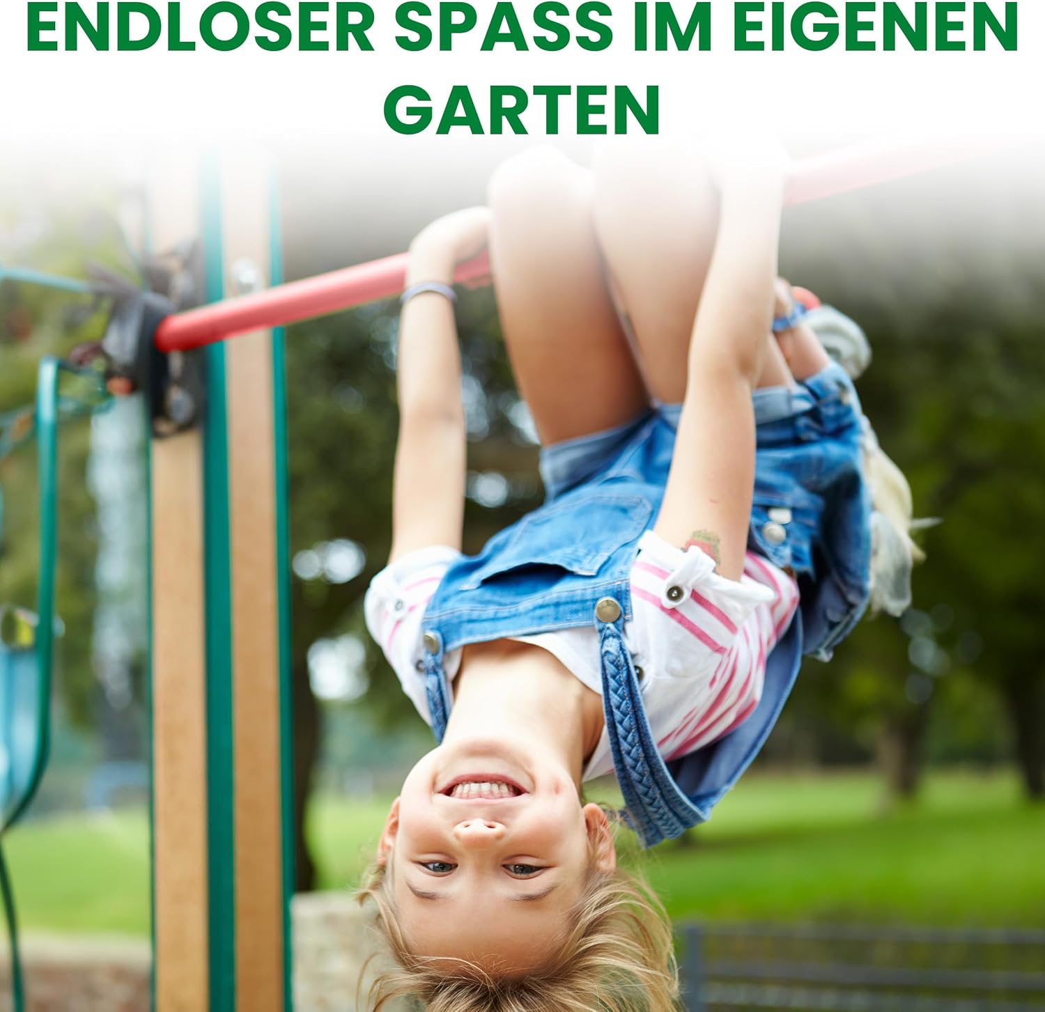 b3DTg1jqdnKd5kZ Turnreck aus Rundholz mit Reckstange rot Kletterstange Turnstange für draußen