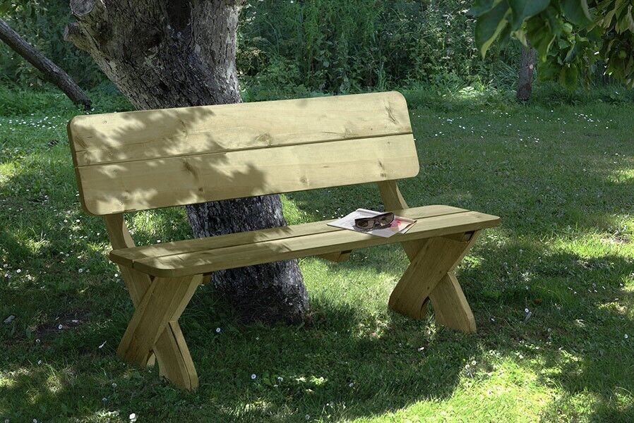 112qsIJ0InoSCuU Gartenbank aus Holz KDI 3 Sitzer 150 cm Sitzbank rustikal für den Garten Bank
