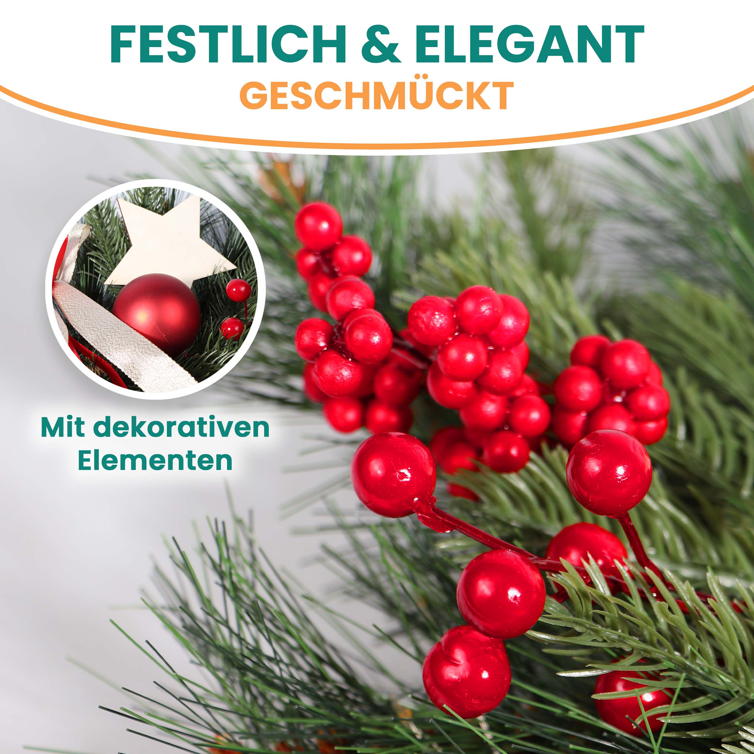 Adventsgesteck Adventsschmuck 26 x 42 cm mit roter Deko